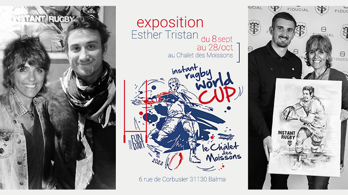 Affiche de l’exposition artistique Instant Rugby réalisée à l’occasion de la World Cup par l’Atelier Esther