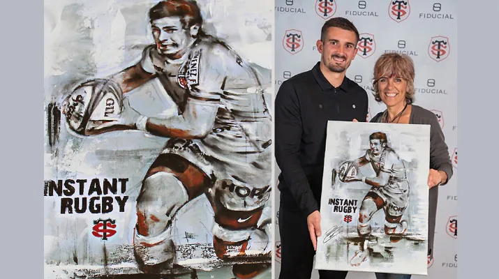 Tableau artistique de Thomas Ramos pour l'événement Fiducial - Stade Toulousain, Atelier Esther.