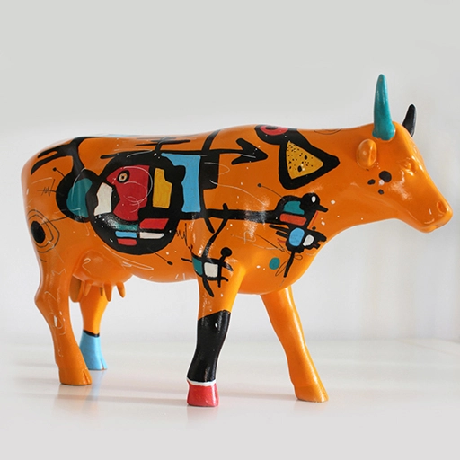 Mini-vache « Mandarine » en résine peinte à la main pièce unique numérotée
